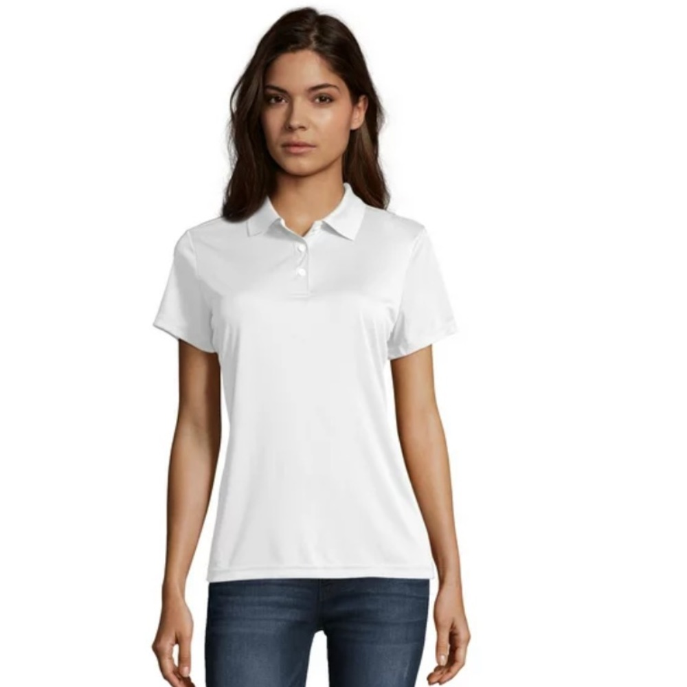 Hanes Cool Dri White Collared Short Sleeve Shirt